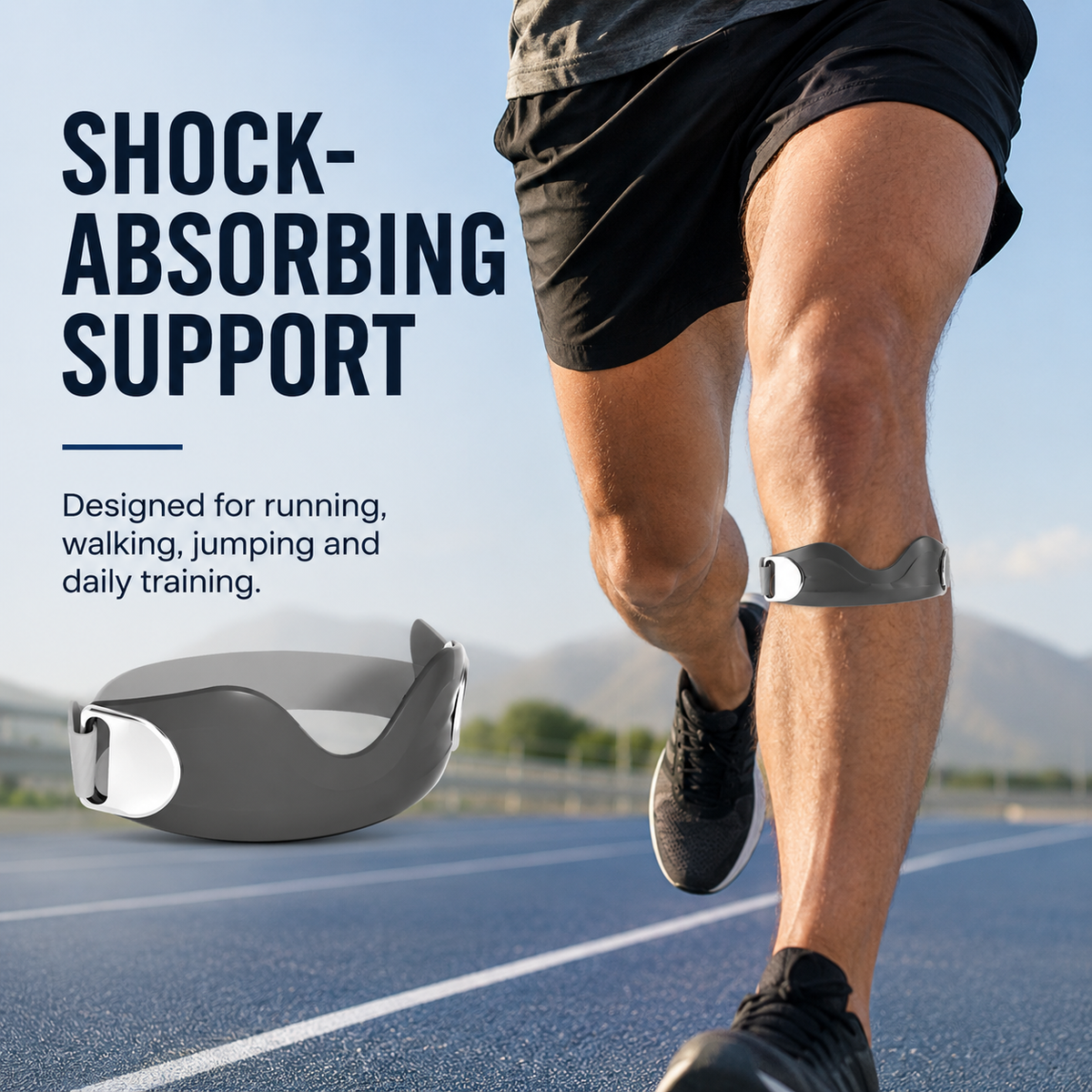 ⏳Time-Limited Special Silicone ⏰Patella Knee Strap for Pain Relief – Shock Absorption & Ergonomic – Adjustable & Anti-Slip 🏃‍♂️