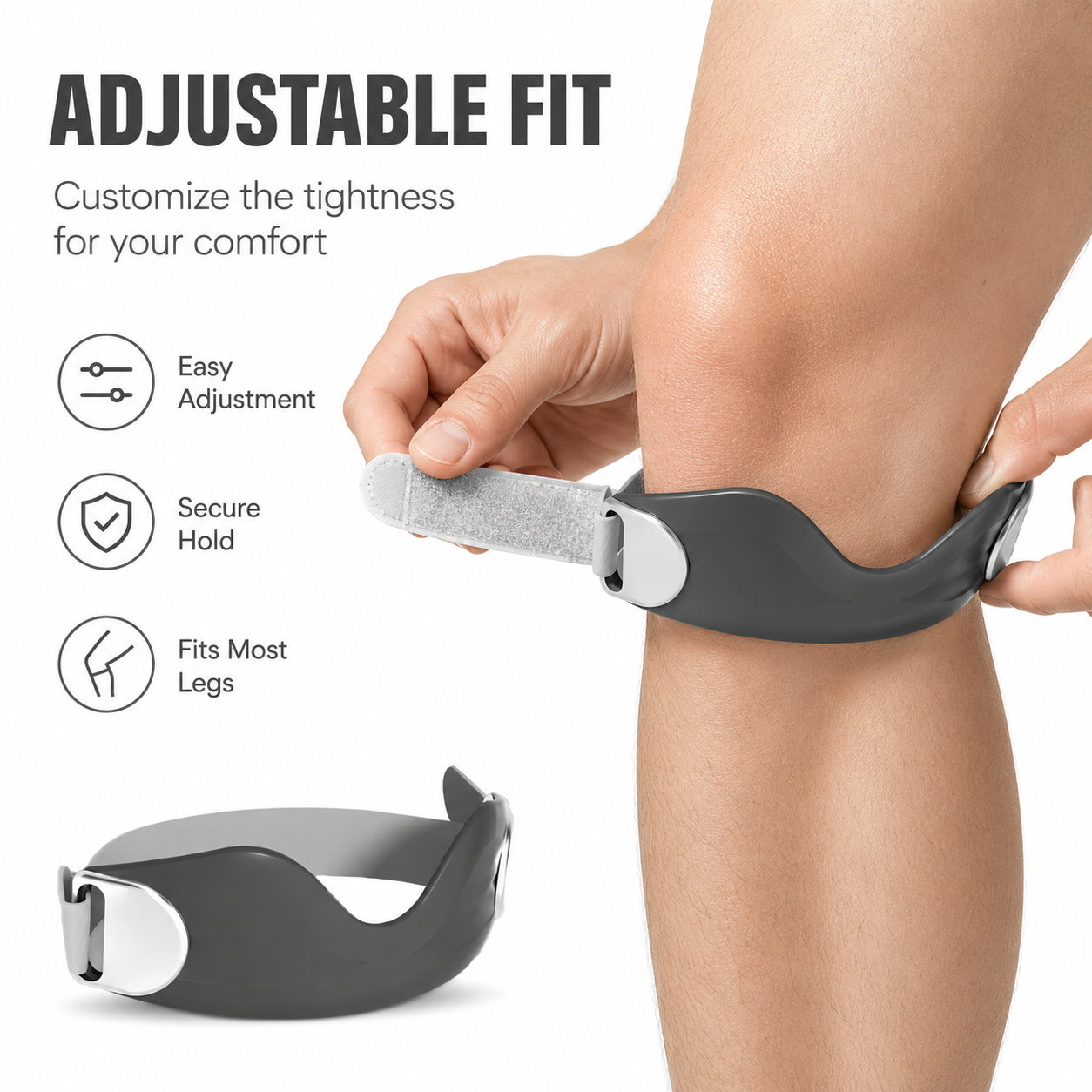 ⏳Time-Limited Special Silicone ⏰Patella Knee Strap for Pain Relief – Shock Absorption & Ergonomic – Adjustable & Anti-Slip 🏃‍♂️