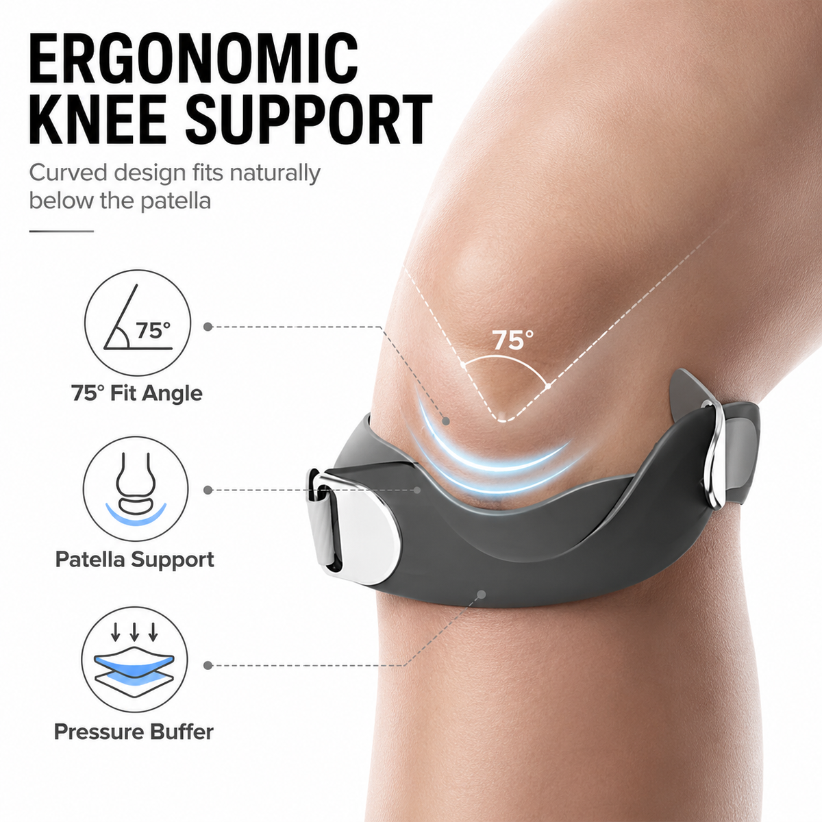⏳Time-Limited Special Silicone ⏰Patella Knee Strap for Pain Relief – Shock Absorption & Ergonomic – Adjustable & Anti-Slip 🏃‍♂️