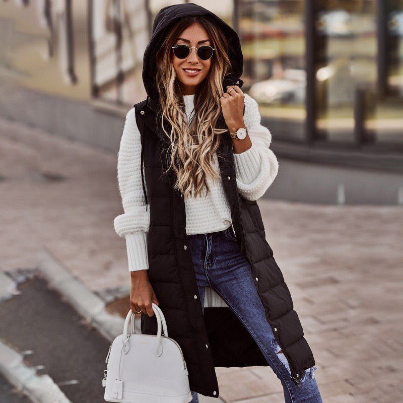 🔥Last Day Sale 49% Off🔥Women's Long Sleeveless Vest with Hood for Winter