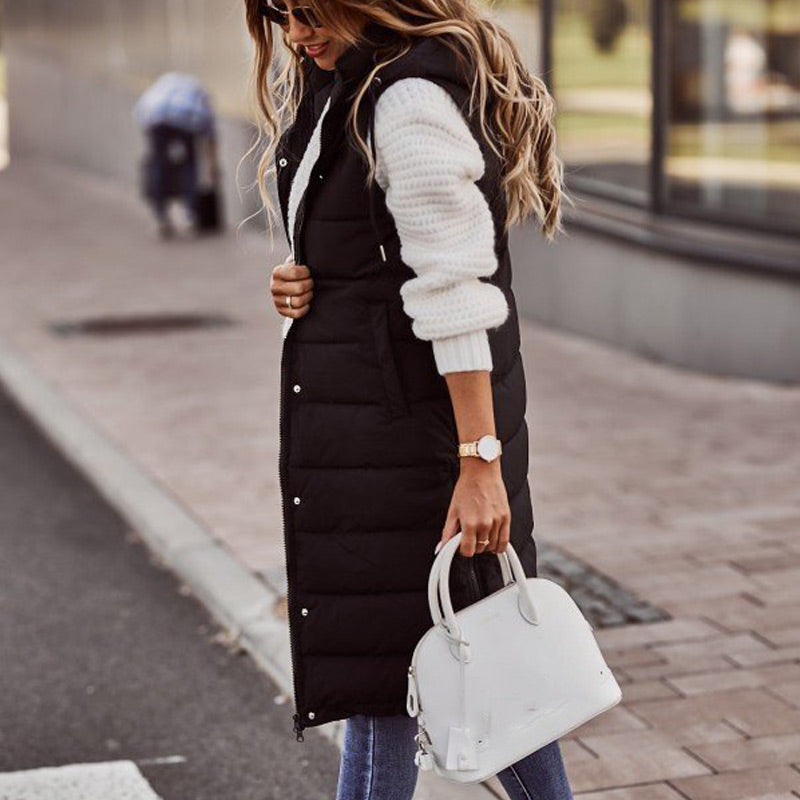🔥Last Day Sale 49% Off🔥Women's Long Sleeveless Vest with Hood for Winter