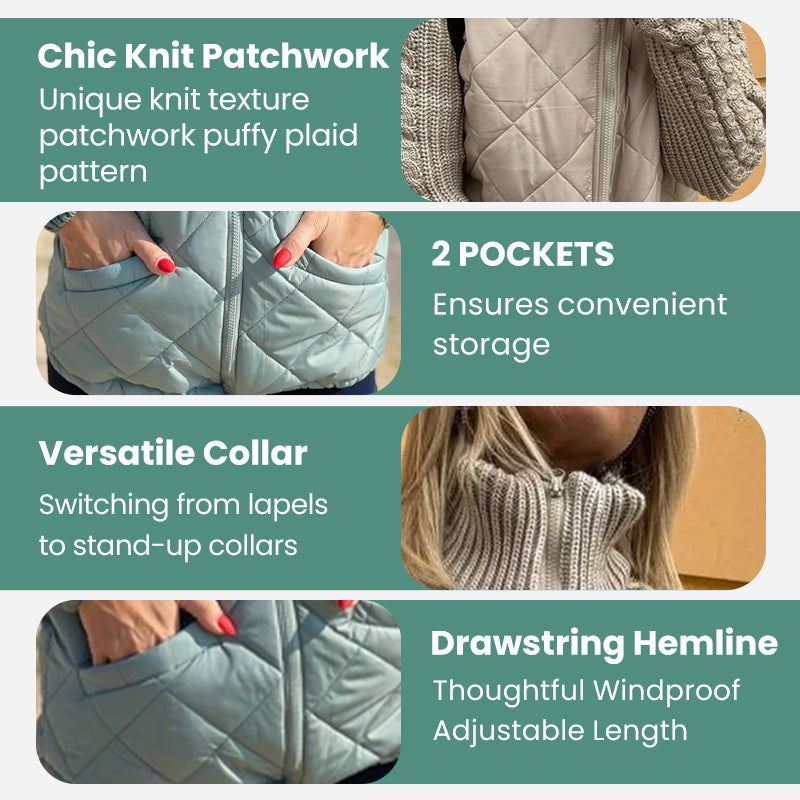 🔥2025 New Women's Knit Patchwork Puffy Jacket