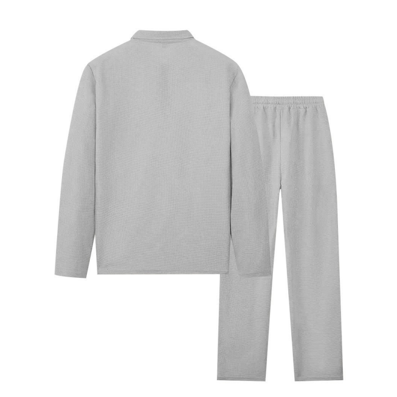 Men's Waffle Knit Sweatshirt & Straight-Leg Pants Set