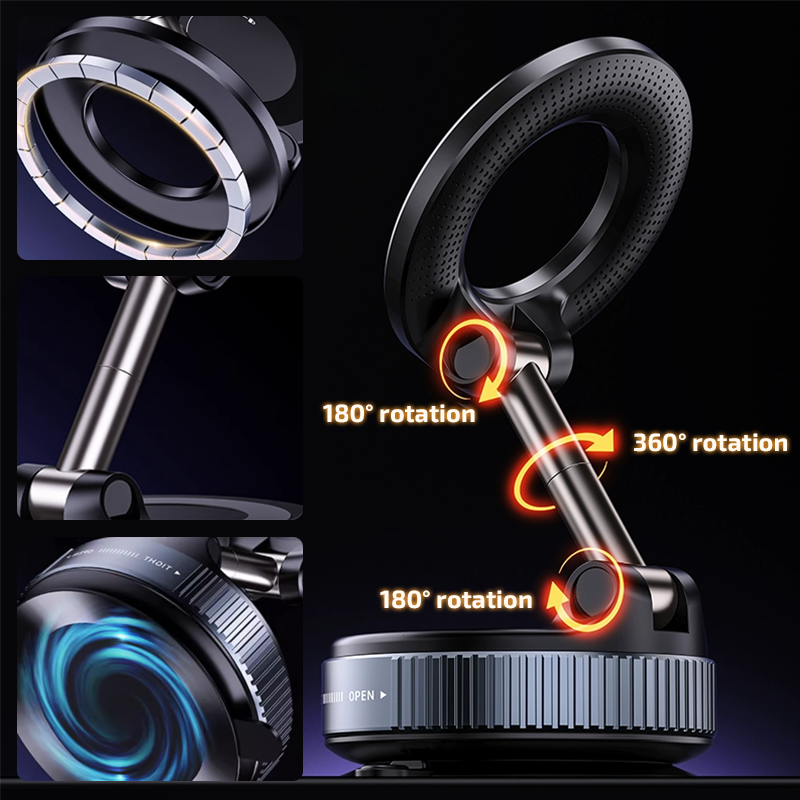 ⚡ Magnetic Car Phone Holder with Vacuum Tech – 360° Rotatable & Rock Solid