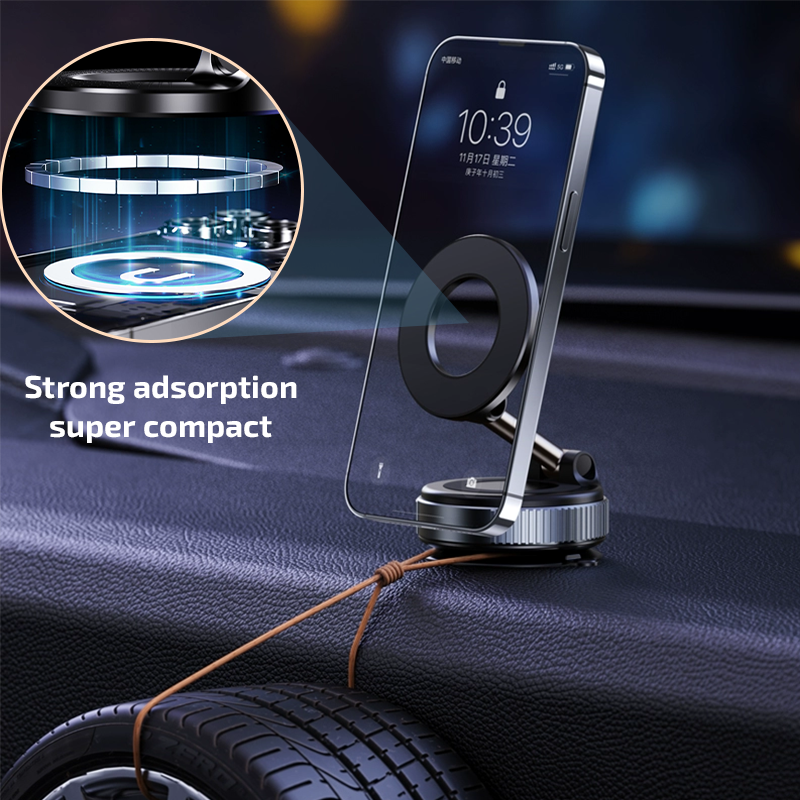 ⚡ Magnetic Car Phone Holder with Vacuum Tech – 360° Rotatable & Rock Solid