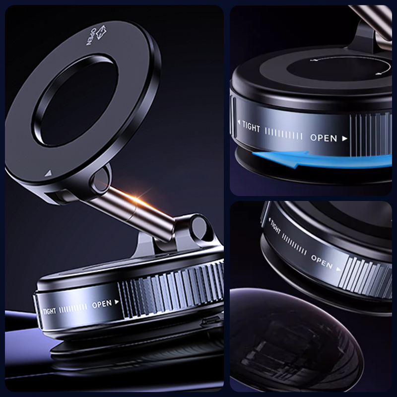 ⚡ Magnetic Car Phone Holder with Vacuum Tech – 360° Rotatable & Rock Solid